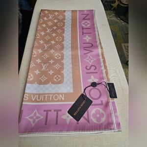 New Pink and Tan Monogram Scarf